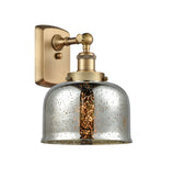 916-1W-BB-G78 1-Light 8" Brushed Brass Sconce - Silver Plated Mercury Large Bell Glass - LED Bulb - Dimmensions: 8 x 9 x 13 - Glass Up or Down: Yes