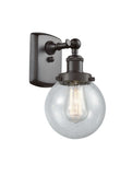916-1W-OB-G204-6 1-Light 6" Oil Rubbed Bronze Sconce - Seedy Beacon Glass - LED Bulb - Dimmensions: 6 x 7.5 x 11 - Glass Up or Down: Yes