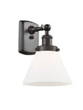 916-1W-OB-G41 1-Light 8" Oil Rubbed Bronze Sconce - Matte White Cased Large Cone Glass - LED Bulb - Dimmensions: 8 x 9 x 13 - Glass Up or Down: Yes