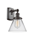 916-1W-OB-G42 1-Light 8" Oil Rubbed Bronze Sconce - Clear Large Cone Glass - LED Bulb - Dimmensions: 8 x 9 x 13 - Glass Up or Down: Yes