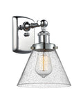 916-1W-PC-G44 1-Light 8" Polished Chrome Sconce - Seedy Large Cone Glass - LED Bulb - Dimmensions: 8 x 9 x 13 - Glass Up or Down: Yes