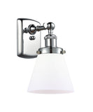 916-1W-PC-G61 1-Light 6" Polished Chrome Sconce - Matte White Cased Small Cone Glass - LED Bulb - Dimmensions: 6 x 7.5 x 11 - Glass Up or Down: Yes
