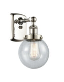 916-1W-PN-G204-6 1-Light 6" Polished Nickel Sconce - Seedy Beacon Glass - LED Bulb - Dimmensions: 6 x 7.5 x 11 - Glass Up or Down: Yes