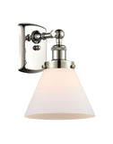 916-1W-PN-G41 1-Light 8" Polished Nickel Sconce - Matte White Cased Large Cone Glass - LED Bulb - Dimmensions: 8 x 9 x 13 - Glass Up or Down: Yes