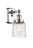 916-1W-PN-G513 1-Light 5" Polished Nickel Sconce - Clear Deco Swirl Small Bell Glass - LED Bulb - Dimmensions: 5 x 6.5 x 12 - Glass Up or Down: Yes