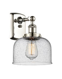 916-1W-PN-G74 1-Light 8" Polished Nickel Sconce - Seedy Large Bell Glass - LED Bulb - Dimmensions: 8 x 9 x 13 - Glass Up or Down: Yes