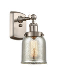 1-Light 5" Brushed Satin Nickel Sconce - Silver Plated Mercury Small Bell Glass - LED Bulb Included