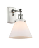 916-1W-WPC-G41 1-Light 8" White and Polished Chrome Sconce - Matte White Cased Large Cone Glass - LED Bulb - Dimmensions: 8 x 9 x 13 - Glass Up or Down: Yes