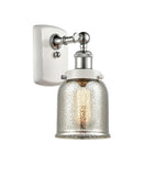 916-1W-WPC-G58 1-Light 5" White and Polished Chrome Sconce - Silver Plated Mercury Small Bell Glass - LED Bulb - Dimmensions: 5 x 6.5 x 12 - Glass Up or Down: Yes