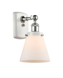 916-1W-WPC-G61 1-Light 6" White and Polished Chrome Sconce - Matte White Cased Small Cone Glass - LED Bulb - Dimmensions: 6 x 7.5 x 11 - Glass Up or Down: Yes