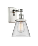 916-1W-WPC-G62 1-Light 6" White and Polished Chrome Sconce - Clear Small Cone Glass - LED Bulb - Dimmensions: 6 x 7.5 x 11 - Glass Up or Down: Yes