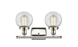 916-2W-PN-G202-6 2-Light 16" Polished Nickel Bath Vanity Light - Clear Beacon Glass - LED Bulb - Dimmensions: 16 x 7.5 x 11 - Glass Up or Down: Yes