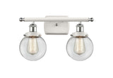 916-2W-WPC-G202-6 2-Light 16" White and Polished Chrome Bath Vanity Light - Clear Beacon Glass - LED Bulb - Dimmensions: 16 x 7.5 x 11 - Glass Up or Down: Yes
