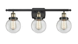 916-3W-BAB-G202-6 3-Light 26" Black Antique Brass Bath Vanity Light - Clear Beacon Glass - LED Bulb - Dimmensions: 26 x 7.5 x 11 - Glass Up or Down: Yes