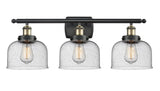3-Light 26" Antique Copper Bath Vanity Light - Seedy Large Bell Glass LED