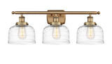 3-Light 26" Bath Vanity Light - Clear Deco Swirl Large Bell Glass - Choice of Finish and Bulb