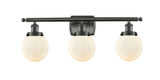 916-3W-OB-G201-6 3-Light 26" Oil Rubbed Bronze Bath Vanity Light - Matte White Cased Beacon Glass - LED Bulb - Dimmensions: 26 x 7.5 x 11 - Glass Up or Down: Yes