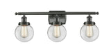 916-3W-OB-G202-6 3-Light 26" Oil Rubbed Bronze Bath Vanity Light - Clear Beacon Glass - LED Bulb - Dimmensions: 26 x 7.5 x 11 - Glass Up or Down: Yes