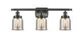 3-Light 26" Oil Rubbed Bronze Bath Vanity Light - Silver Plated Mercury Small Bell Glass - LED Bulbs Included
