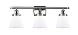 916-3W-PC-G61 3-Light 26" Polished Chrome Bath Vanity Light - Matte White Cased Small Cone Glass - LED Bulb - Dimmensions: 26 x 7.5 x 11 - Glass Up or Down: Yes