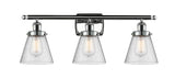 916-3W-PC-G64 3-Light 26" Polished Chrome Bath Vanity Light - Seedy Small Cone Glass - LED Bulb - Dimmensions: 26 x 7.5 x 11 - Glass Up or Down: Yes