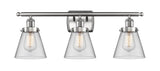 3-Light 26" Bath Vanity Light - Clear Small Cone Glass - Choice of Finish and Bulb
