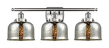 3-Light 26" Antique Copper Bath Vanity Light - Silver Plated Mercury Large Bell Glass LED