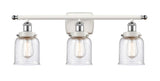 916-3W-WPC-G54 3-Light 26" White and Polished Chrome Bath Vanity Light - Seedy Small Bell Glass - LED Bulb - Dimmensions: 26 x 6.5 x 12 - Glass Up or Down: Yes
