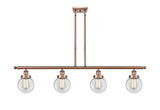 4-Light 48" Antique Copper Island Light - Clear Beacon Glass LED