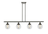 916-4I-OB-G202-6 4-Light 48" Oil Rubbed Bronze Island Light - Clear Beacon Glass - LED Bulb - Dimmensions: 48 x 6 x 10<br>Minimum Height : 19.375<br>Maximum Height : 43.375 - Sloped Ceiling Compatible: Yes