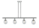 916-4I-PC-G204-6 4-Light 48" Polished Chrome Island Light - Seedy Beacon Glass - LED Bulb - Dimmensions: 48 x 6 x 10<br>Minimum Height : 19.375<br>Maximum Height : 43.375 - Sloped Ceiling Compatible: Yes