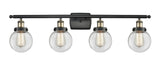 916-4W-BAB-G202-6 4-Light 36" Black Antique Brass Bath Vanity Light - Clear Beacon Glass - LED Bulb - Dimmensions: 36 x 8 x 11 - Glass Up or Down: Yes