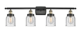 916-4W-BAB-G54 4-Light 36" Black Antique Brass Bath Vanity Light - Seedy Small Bell Glass - LED Bulb - Dimmensions: 36 x 6.5 x 12 - Glass Up or Down: Yes