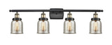 916-4W-BAB-G58 4-Light 36" Black Antique Brass Bath Vanity Light - Silver Plated Mercury Small Bell Glass - LED Bulb - Dimmensions: 36 x 6.5 x 12 - Glass Up or Down: Yes