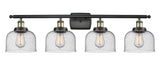 916-4W-BAB-G74 4-Light 36" Black Antique Brass Bath Vanity Light - Seedy Large Bell Glass - LED Bulb - Dimmensions: 36 x 8 x 11 - Glass Up or Down: Yes