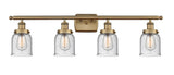 916-4W-BB-G54 4-Light 36" Brushed Brass Bath Vanity Light - Seedy Small Bell Glass - LED Bulb - Dimmensions: 36 x 6.5 x 12 - Glass Up or Down: Yes