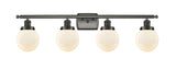 916-4W-OB-G201-6 4-Light 36" Oil Rubbed Bronze Bath Vanity Light - Matte White Cased Beacon Glass - LED Bulb - Dimmensions: 36 x 8 x 11 - Glass Up or Down: Yes