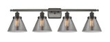 916-4W-OB-G43 4-Light 36" Oil Rubbed Bronze Bath Vanity Light - Plated Smoke Large Cone Glass - LED Bulb - Dimmensions: 36 x 8 x 11 - Glass Up or Down: Yes