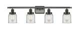 916-4W-OB-G52 4-Light 36" Oil Rubbed Bronze Bath Vanity Light - Clear Small Bell Glass - LED Bulb - Dimmensions: 36 x 6.5 x 12 - Glass Up or Down: Yes