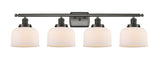 916-4W-OB-G71 4-Light 36" Oil Rubbed Bronze Bath Vanity Light - Matte White Cased Large Bell Glass - LED Bulb - Dimmensions: 36 x 8 x 11 - Glass Up or Down: Yes