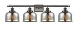 4-Light 36" Black Antique Brass Bath Vanity Light - Silver Plated Mercury Large Bell Glass LED