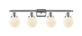 916-4W-PC-G201-6 4-Light 36" Polished Chrome Bath Vanity Light - Matte White Cased Beacon Glass - LED Bulb - Dimmensions: 36 x 8 x 11 - Glass Up or Down: Yes