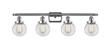 916-4W-PC-G202-6 4-Light 36" Polished Chrome Bath Vanity Light - Clear Beacon Glass - LED Bulb - Dimmensions: 36 x 8 x 11 - Glass Up or Down: Yes