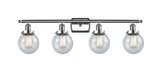 916-4W-PC-G204-6 4-Light 36" Polished Chrome Bath Vanity Light - Seedy Beacon Glass - LED Bulb - Dimmensions: 36 x 8 x 11 - Glass Up or Down: Yes