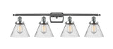 916-4W-PC-G44 4-Light 36" Polished Chrome Bath Vanity Light - Seedy Large Cone Glass - LED Bulb - Dimmensions: 36 x 8 x 11 - Glass Up or Down: Yes