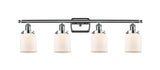 916-4W-PC-G51 4-Light 36" Polished Chrome Bath Vanity Light - Matte White Cased Small Bell Glass - LED Bulb - Dimmensions: 36 x 6.5 x 12 - Glass Up or Down: Yes