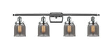 916-4W-PC-G53 4-Light 36" Polished Chrome Bath Vanity Light - Plated Smoke Small Bell Glass - LED Bulb - Dimmensions: 36 x 6.5 x 12 - Glass Up or Down: Yes
