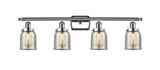916-4W-PC-G58 4-Light 36" Polished Chrome Bath Vanity Light - Silver Plated Mercury Small Bell Glass - LED Bulb - Dimmensions: 36 x 6.5 x 12 - Glass Up or Down: Yes