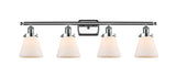 916-4W-PC-G61 4-Light 36" Polished Chrome Bath Vanity Light - Matte White Cased Small Cone Glass - LED Bulb - Dimmensions: 36 x 8 x 11 - Glass Up or Down: Yes