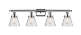 916-4W-PC-G64 4-Light 36" Polished Chrome Bath Vanity Light - Seedy Small Cone Glass - LED Bulb - Dimmensions: 36 x 8 x 11 - Glass Up or Down: Yes